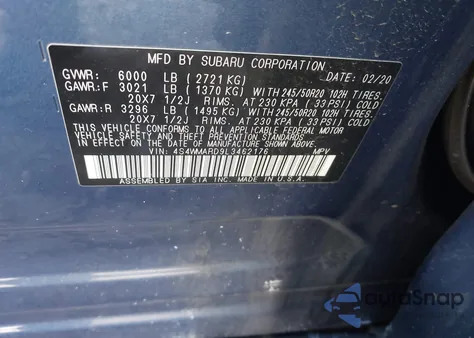 2020 Subaru Ascent Touring from USA, damaged, VIN 4S4WMARD9L3462176